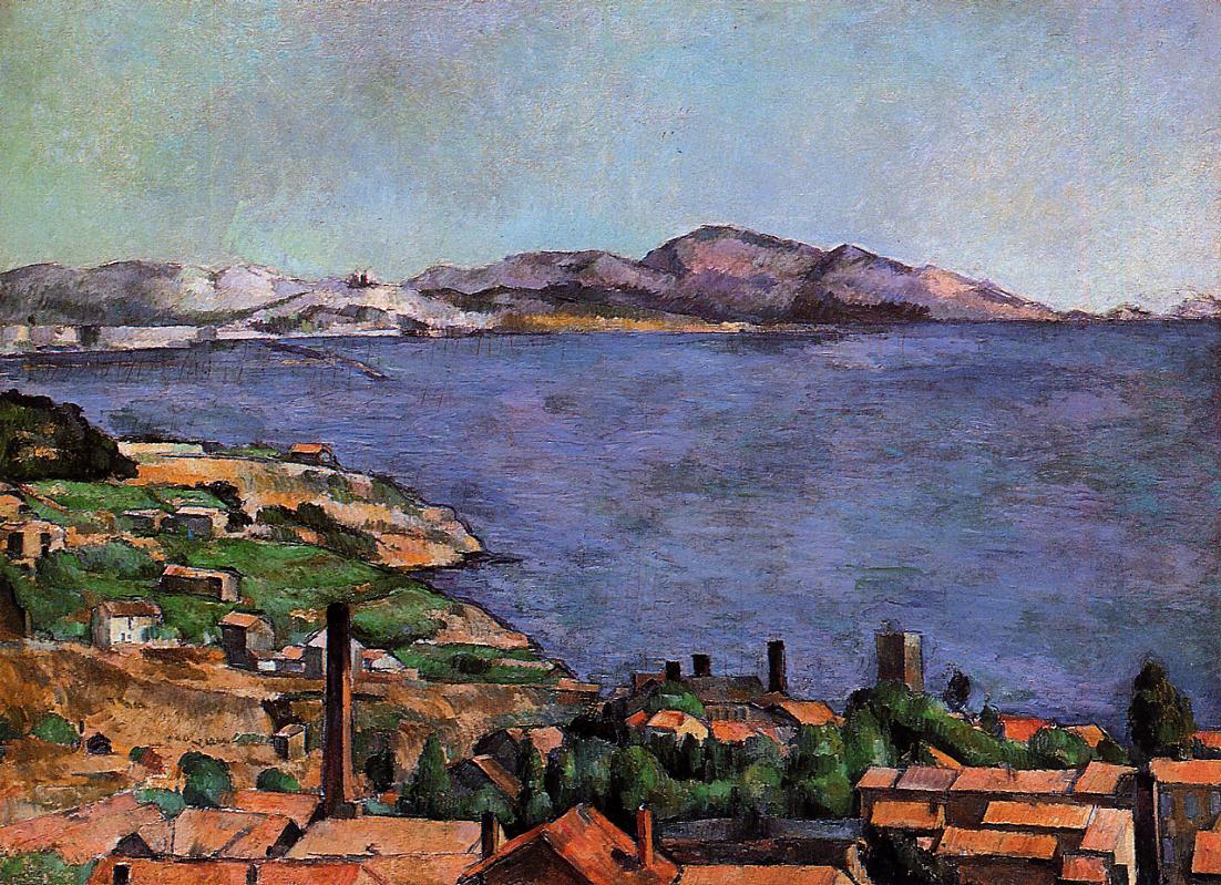 The Gulf of Marseilles Seen from L Estaque River - Paul Cezanne Painting